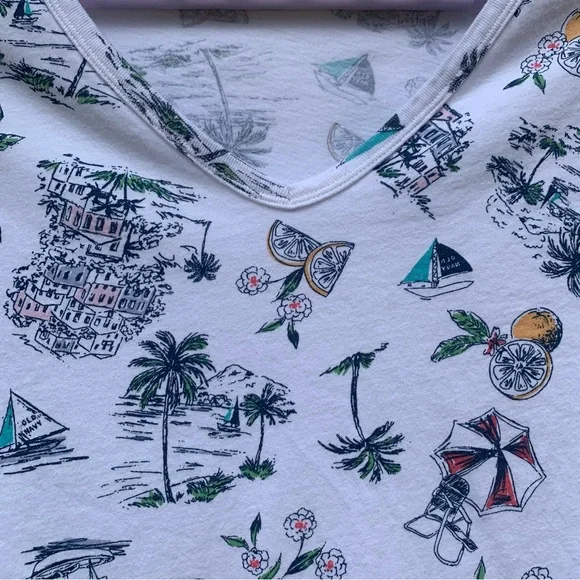 OLD NAVY Womens Size 3X Short Sleeve Top Blouse Shirt Beach Sailing Boat Print - Picture 4 of 10